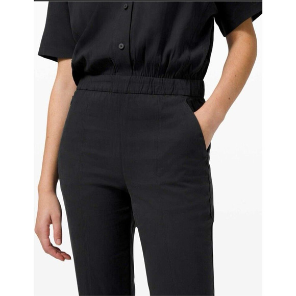 Lululemon Perfectly Poised Short Sleeve Jumpsuit Black Button Henley‎ Size 2 - Picture 3 of 11